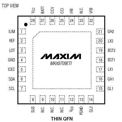 Расположение выводов MAX8709