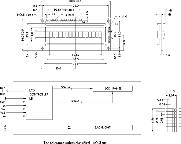 LCD-дисплей PC1601F