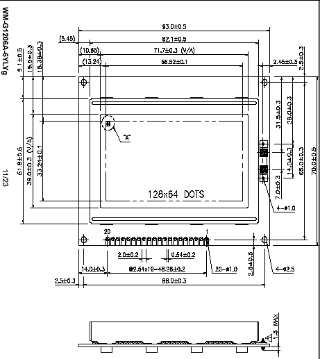 Графический ЖК-модуль WM-G1206A-6YLYg фирмы Wintek