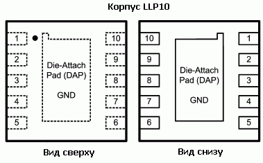 Расположение выводов LM3658